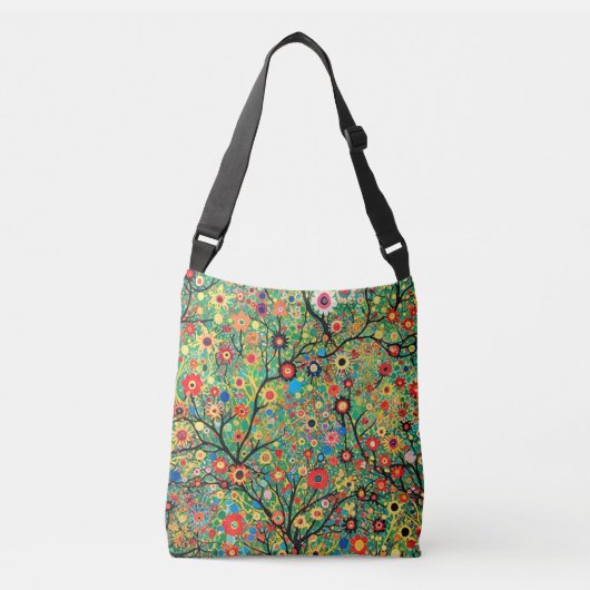 Niedliche Ganzkörpertasche, Baum und Blume, boho Tragetaschen Mit Langen Trägern (Vorderseite)
