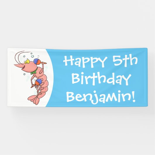 Niedliche Garnelen, Garnelen Cartoon Banner (Horizontal)