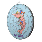 Niedliche Garnelen, Garnelen Cartoon Dartscheibe (Vorderseite rechts)