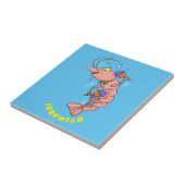 Niedliche Garnelen, Garnelen Cartoon Fliese (Seite)