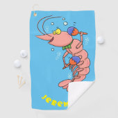 Niedliche Garnelen, Garnelen Cartoon Golfhandtuch (Insitu)