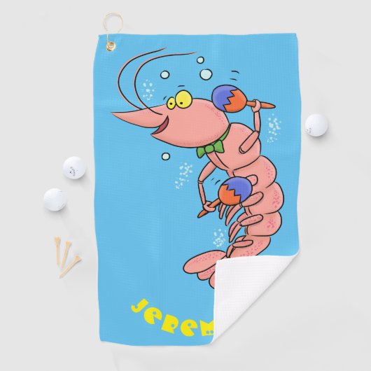 Niedliche Garnelen, Garnelen Cartoon Golfhandtuch (Insitu)
