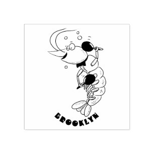 Niedliche Garnelen, Garnelen Cartoon Gummistempel