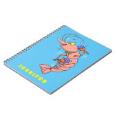 Niedliche Garnelen, Garnelen Cartoon Notizblock (Linke Seite)