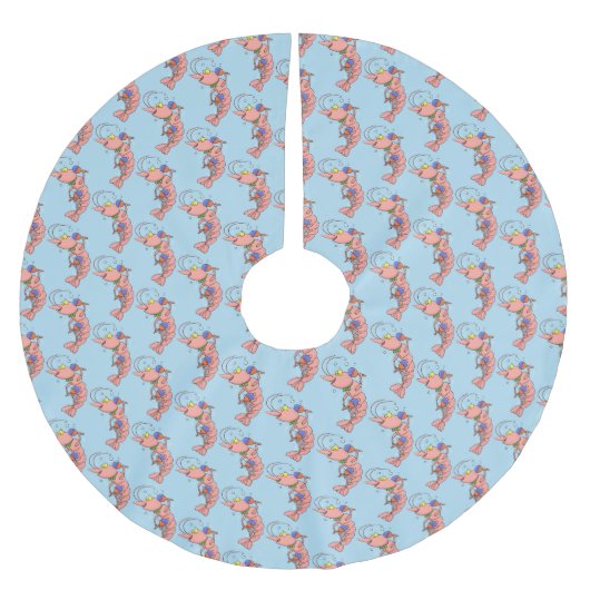 Niedliche Garnelen, Garnelen Cartoon Polyester Weihnachtsbaumdecke (Vorderseite)