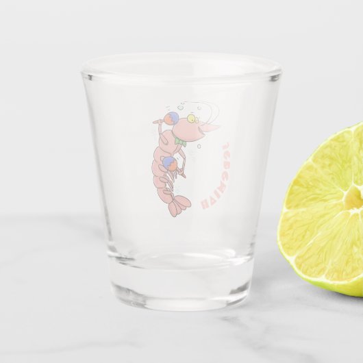 Niedliche Garnelen, Garnelen Cartoon Schnapsglas (Rückseite)