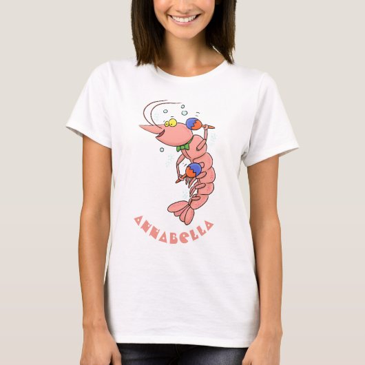 Niedliche Garnelen, Garnelen Cartoon T-Shirt (Vorderseite)