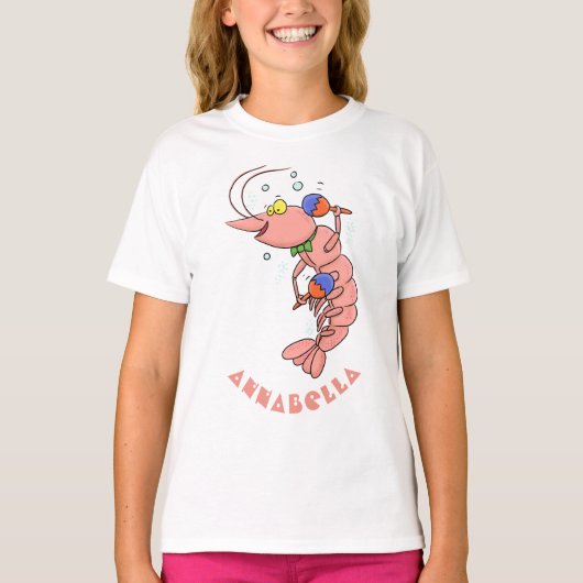 Niedliche Garnelen, Garnelen Cartoon T-Shirt (Vorderseite)