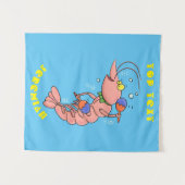 Niedliche Garnelen, Garnelen Cartoon Wandteppich (Vorderseite (Horizontal))