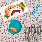 Niedliche Garnelen Kawaii Meeresfrüchte Tischdecke
