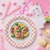 Niedliche Garnelenpasta zum Abendessen Pappteller (Party)
