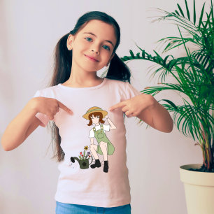 Niedliche Gartenanlage und Blume Girl Brown Hair G T-Shirt