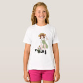 Niedliche Gartenanlage und Blume Girl Brown Hair G T-Shirt (Vorne ganz)