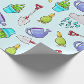 Niedliche Gartengeräte und Pflanze Geschenkpapier (Ecke)