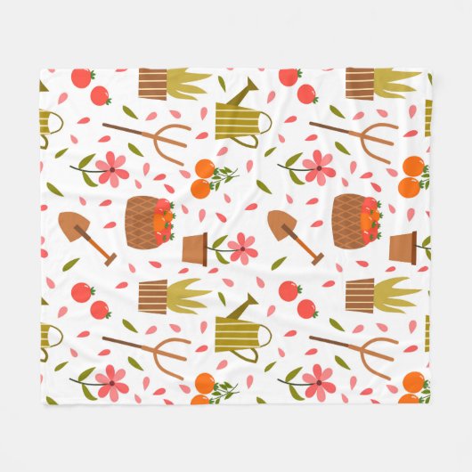 Niedliche Gartenwerkzeuge und Pflanze Nahtloses Mu Fleecedecke (Vorderseite (Horizontal))