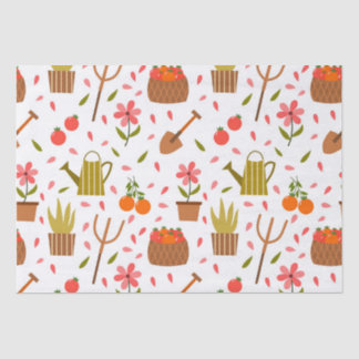 Niedliche Gartenwerkzeuge und Pflanze Nahtloses Mu Seidenpapier