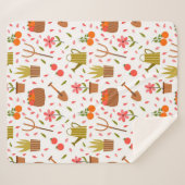 Niedliche Gartenwerkzeuge und Pflanze Nahtloses Mu Sherpadecke (Vorderseite (Horizontal))
