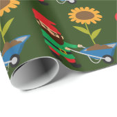 Niedliche Gartenzwerge Geschenkpapier (Rolleneckpunkt)