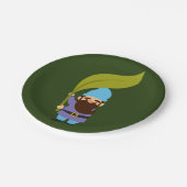 Niedliche Gartenzwerge Pappteller (Schrägansicht)