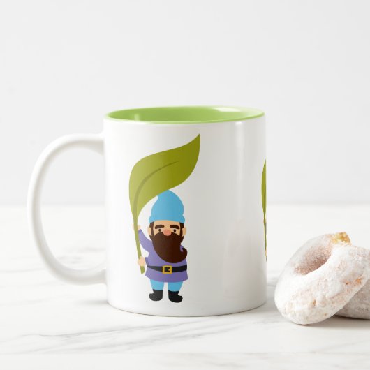 Niedliche Gartenzwerge Zweifarbige Tasse (Mit Donut)