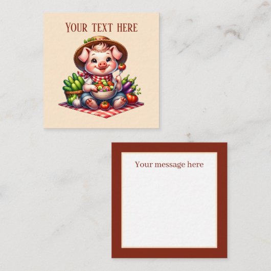 Niedliche Gärtnerschwein-Liebhaber fügen Text hinz Mitteilungskarte (Vorne/Hinten)
