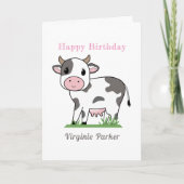Niedliche Geburtskarte der Kuh Dankeskarte (Vorderseite)