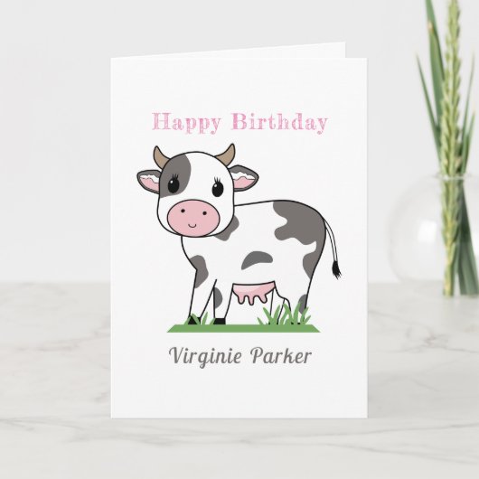 Niedliche Geburtskarte der Kuh Dankeskarte (Vorderseite)