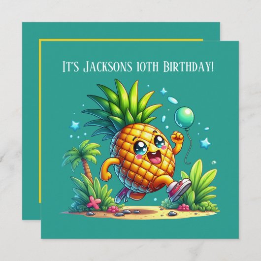 Niedliche Geburtstag Ananas Party Strand Einladung (Vorne/Hinten)
