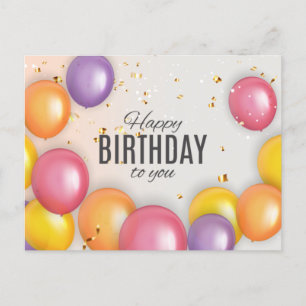 Niedliche Geburtstag Balloon Confetti Modern Postkarte