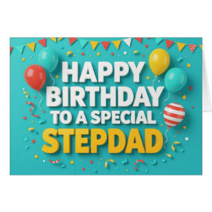 Niedliche Geburtstag Balloons Card für Stepdad