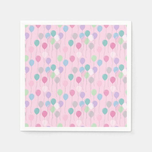 Niedliche Geburtstag Balloons Muster auf rosa Hint Serviette (Vorderseite)