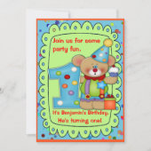 Niedliche Geburtstag Bärenalter 1 Einladung (Vorderseite)