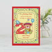 Niedliche Geburtstag Bärenalter 2 Einladung (Stehend Vorderseite)