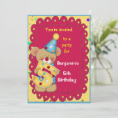 Niedliche Geburtstag Bärenalter 5 Einladung (Stehend Vorderseite)