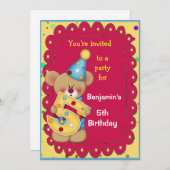 Niedliche Geburtstag Bärenalter 5 Einladung (Vorne/Hinten)