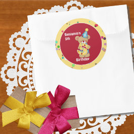 Niedliche Geburtstag Bärenalter 5 Runder Aufkleber