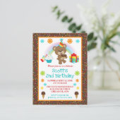 Niedliche Geburtstag Bear & Rainbow & Cake Postkarte (Stehend Vorderseite)