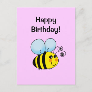 Niedliche Geburtstag Bee Card - Handgezeichneter S Postkarte