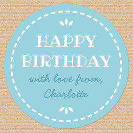 Niedliche Geburtstag Blue Individuelle Name Runder Aufkleber