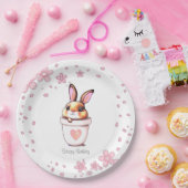 Niedliche Geburtstag Bunny Pflanze Pot & Blume Pappteller (Party)