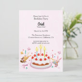 Niedliche Geburtstag Cake zum Geburtstag Einladung (Stehend Vorderseite)