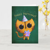 Niedliche Geburtstag Cat Karte (Gelbe Blume)