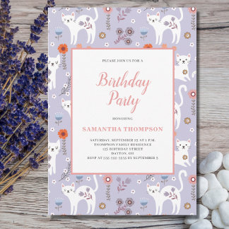 Niedliche Geburtstag Cat Muster Einladung