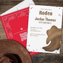 Niedliche Geburtstag Cowboy Rodeo QR Code Social M Einladung