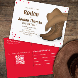 Niedliche Geburtstag Cowboy Rodeo Red Bandana QR-C Postkarte