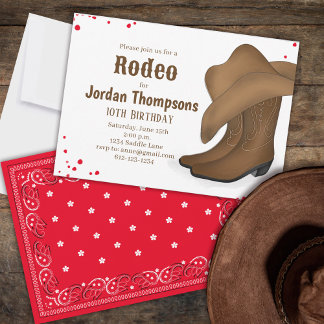 Niedliche Geburtstag Cowboy Rodeo Simple Red Banda Einladung