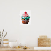 Niedliche Geburtstag Cupcake Dessert Clipart herun Poster (Küche)