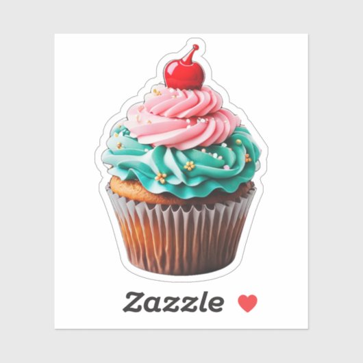 Niedliche Geburtstag Cupcake Dessert Illustration  Aufkleber (Blatt)