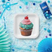 Niedliche Geburtstag Cupcake Dessert Illustration Pappteller (Party)