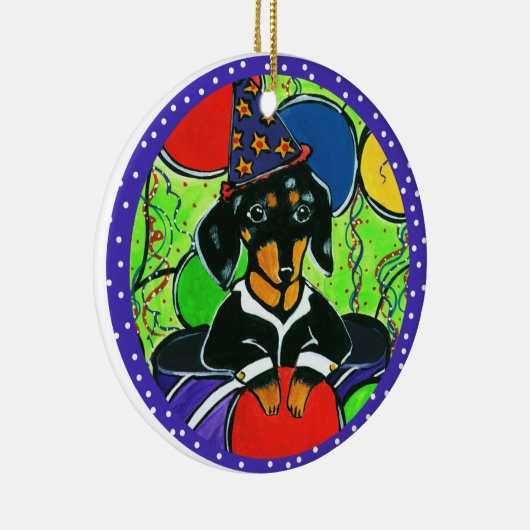 Niedliche Geburtstag Dackel Keramikornament (Rechts)